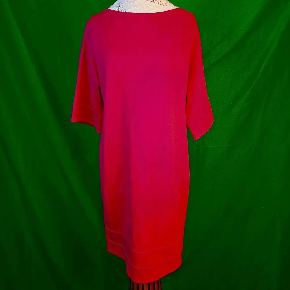 Nwt St John Womens Grenadine Red Wool Sheath Dress 10